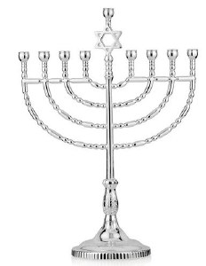 Metal Menorah Aristocratic Style Star of David Design Silver 11.6"