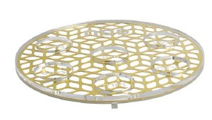 Lucite Seder Plate Kaarah Laser Cut Design Gold 13.8"