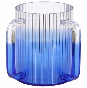 Lucite Wash Cup Corrugated Design Blue 5"