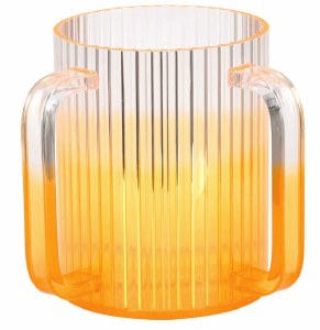 Lucite Wash Cup Corrugated Design Orange 5"