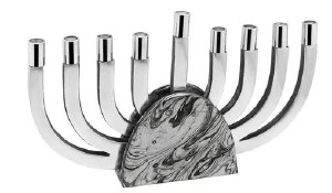Aluminum Candle Menorah Half Circle Swirl Design Silver 9.5"