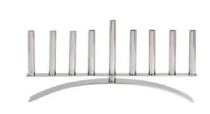 Stainless Steel Candle Menorah Oval Base Center Shamash 11.4"