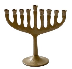 Aluminum Candle Menorah Curved Design Round Base Gold