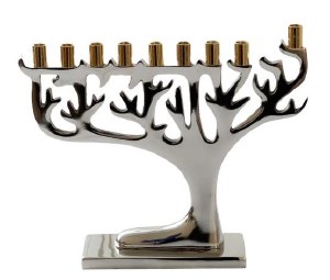 Aluminum Candle Menorah Branch Design Gold Tips Silver