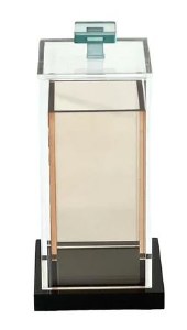 Lucite Standing Rectangle Match Box Holder Black Base Amber Teal 5.3"