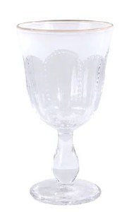 Crystal Wine Stem Glasses with Gold Rim 7oz Set of 6