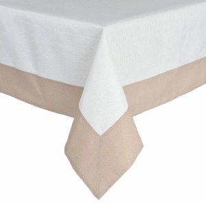 Shimmer Weave Tablecloth Thick Beige Edging Style 70" x 180"