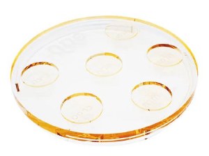 Lucite Round Seder Plate Kaarah Jewel Tone Amber 13.8"