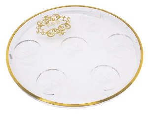 Lucite Seder Plate Kaarah Filigree Design Gold 13.8"