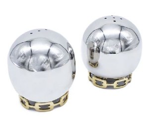 Luxe Stainless Steel Salt and Pepper Shakers Linked Chain Design Gold 3"