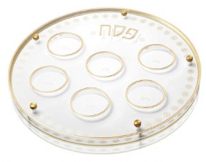 Lucite Seder Plate Kaarah Inspired Cartier Design Gold 13.75"