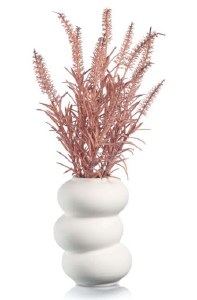 Lucite Pink Faux Flowers Donut Design Vase White 9.5"