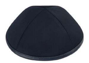 iKippah Navy Suiting with Leather Rim Size 2
