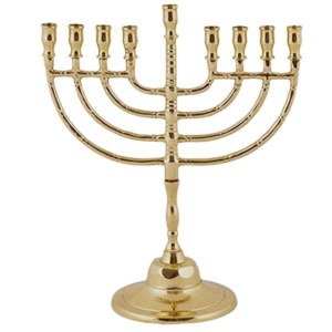 Yair Emanuel Candle Menorah Classic Style Circles Design Bronze 9.5" H