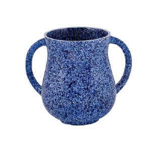 Yair Emanuel Metal Wash Cup Small Size Marble Design Dark Blue