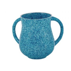 Yair Emanuel Metal Wash Cup Small Size Marble Design Light Blue