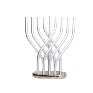 Yair Emanuel Aluminum Menorah Flame Design Silver 12"