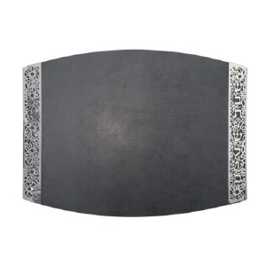 Yair Emanuel Porcelain Challah Board Laser Cut Metal Accents Gray 14.5" x 11"