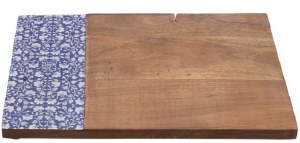 Yair Emanuel Wooden Challah Board Painted Edge Design Floral