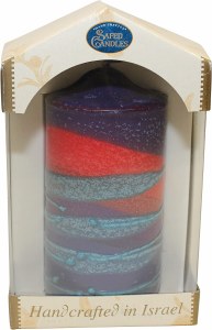 Safed Pillar Candle Purple and Red Assorted Design Small 2" x 4"