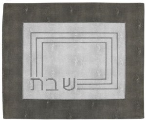 Jacquard Challah Cover Thick Border Rectangle Lines Design Gray 21" x18"