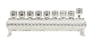 Silver Plated Candle Menorah Filigree Design 6.75" x 8"