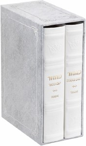 Artscroll Faux Leather Machzorim 2 Volume Slipcased Set Hebrew English Mid Size White Ashkenaz