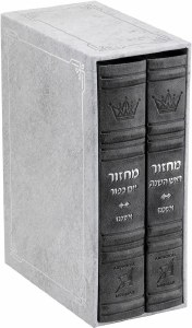 Artscroll Faux Leather Machzorim 2 Volume Slipcased Set Hebrew English Mid Size Gray Ashkenaz