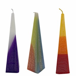Wax Havdallah Candle Pyramid Shape Multicolor 9.5" 3 Pack