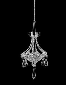 Glass Chandelier Glittered with Silver Accentuations Sukkah Decoration