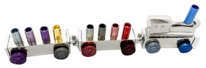 Aluminum Candle Train Menorah Multicolored