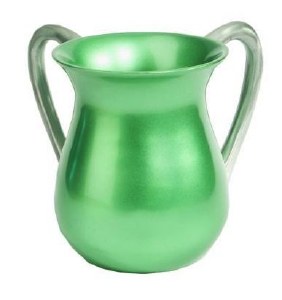 Yair Emanuel Aluminum Cast Wash Cup - Mint Green with Silver Handles