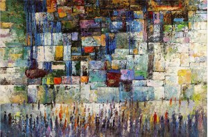 Lucite Colorful Abstract Wall Hanging The Western Wall Kosel Art Print 32" x 21"