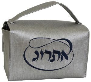 Esrog Box Holder Vinyl with Handle Silver and Blue