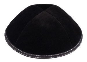 iKippah Black Velvet with White Stitching Size 3