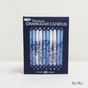 Chanukah Candles Premium Hand Decorated Blue and White