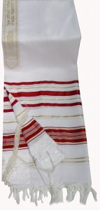 Tallis Prayer Shawl Acrylic Size 50 Red and Gold Stripes 47" x 68"