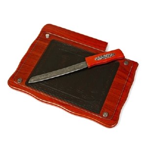 Challah Board Cherry Wood and Leather with Knife