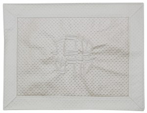 Challah Cover Vinyl White and Silver Border Textured Design