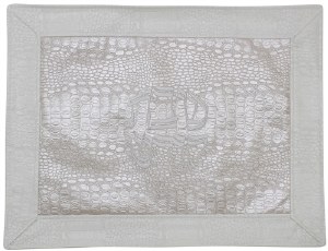 Challah Cover Vinyl 2 Tone Silver Border Textured Design