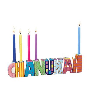 "CHANUKAH" Hand Painted Ceramic Candle Menorah