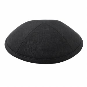 Cool Kippah Black Linen 4 Part Size 4