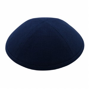 Cool Kippah Navy Blue Linen 4 Part Size 4