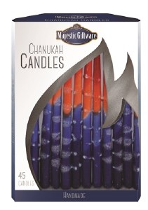 Chanukah Candles Blue Orange Red Premium Collection 45 Count