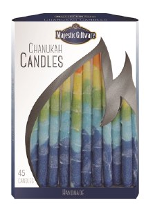 Chanukah Candles Blue Yellow Orange Premium Collection 45 Count