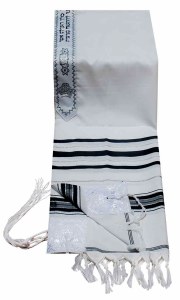 Tallis Prayer Shawl Acrylic Size 18 Black and Silver Stripes 18" x 72"