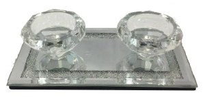 Candle Sticks Round Shape with Tray and Silver Rim