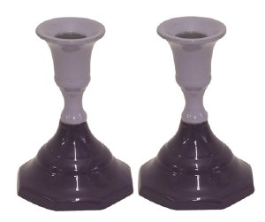 Enamel Candlesticks 2 Tone Purple and Lavender