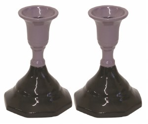 Enamel Candlesticks 2 Tone Chocolate and Brown