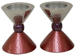 Candlesticks Nickel Plated Hammered Silver Purple and Pink for Tea Lights 3.5"